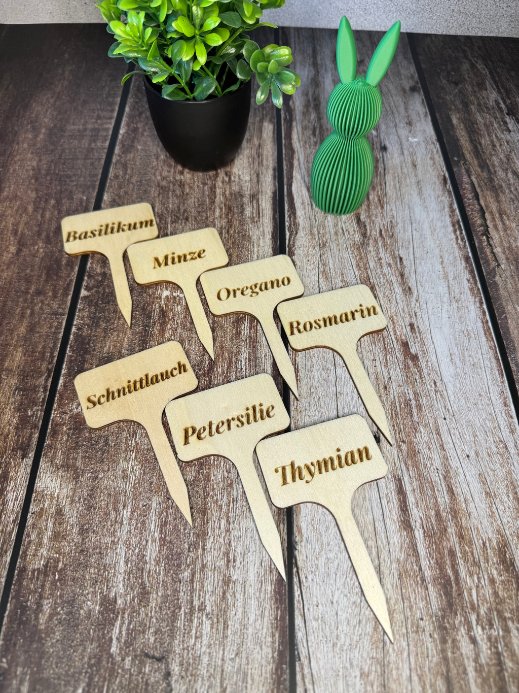 Kräuterstecker Holz personalisiert - Pflanzenschilder Garten & Balkon